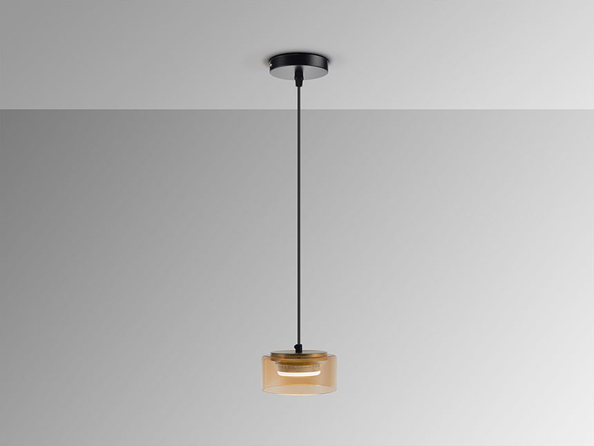 Schuller I3 Olaia Pendant Ceiling Lamp 1 Light Black Amber 12643