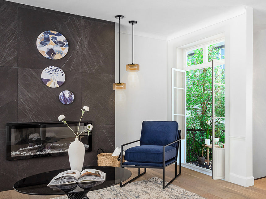 Schuller I3 Olaia Pendant Ceiling Lamp 1 Light Black Amber 12643