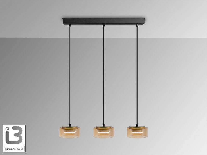 Lámpara de techo colgante Schuller Olaia 3 luces negro - ambiente