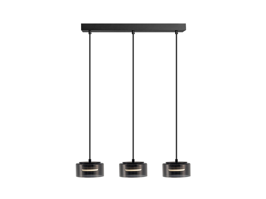 Lámpara de techo colgante Schuller Olaia 3 luces negro y smoky 3000K 12670 ambiente