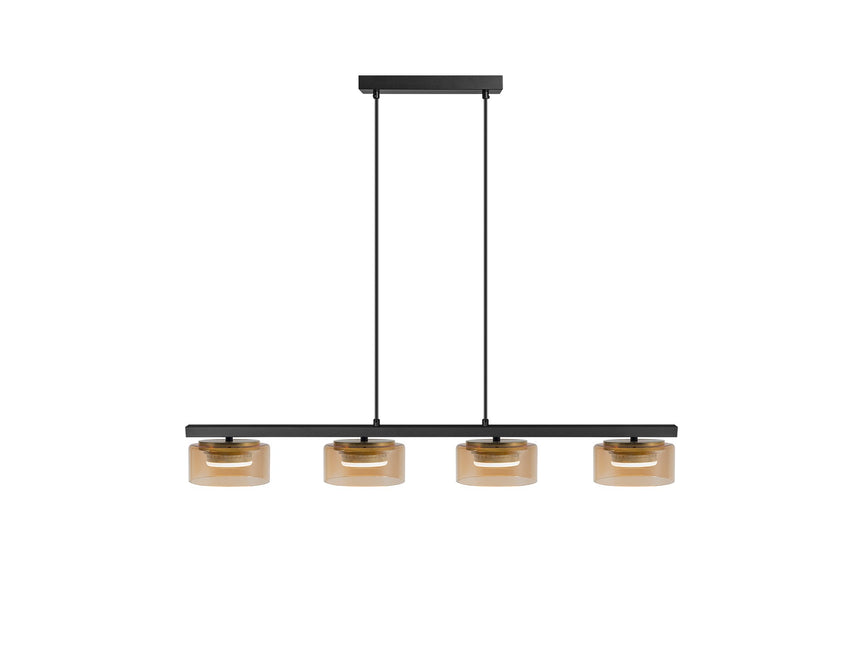 Lámpara de techo colgante Schuller Olaia 4 luces negro y oro 3000K 12689 ambiente