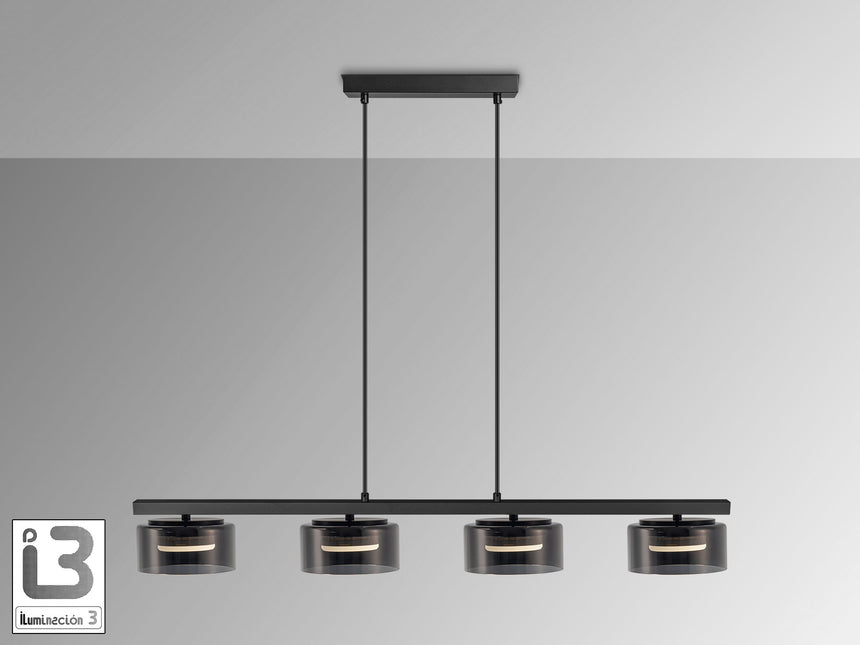 Lámpara de techo colgante Schuller Olaia 4 luces negro - ambiente