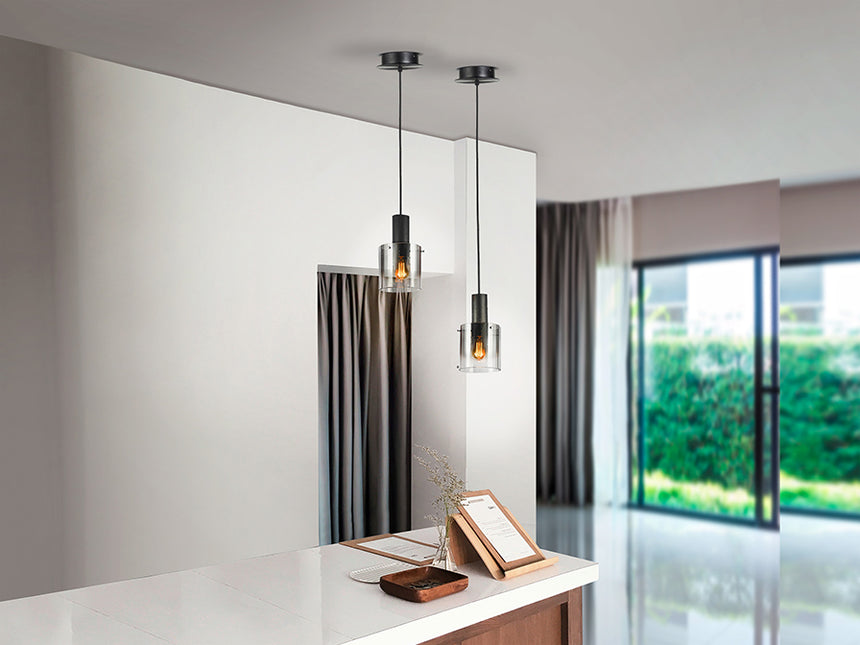 Schuller I3 Venize Pendant Ceiling Lamp 1 Light Black Smoke 12809