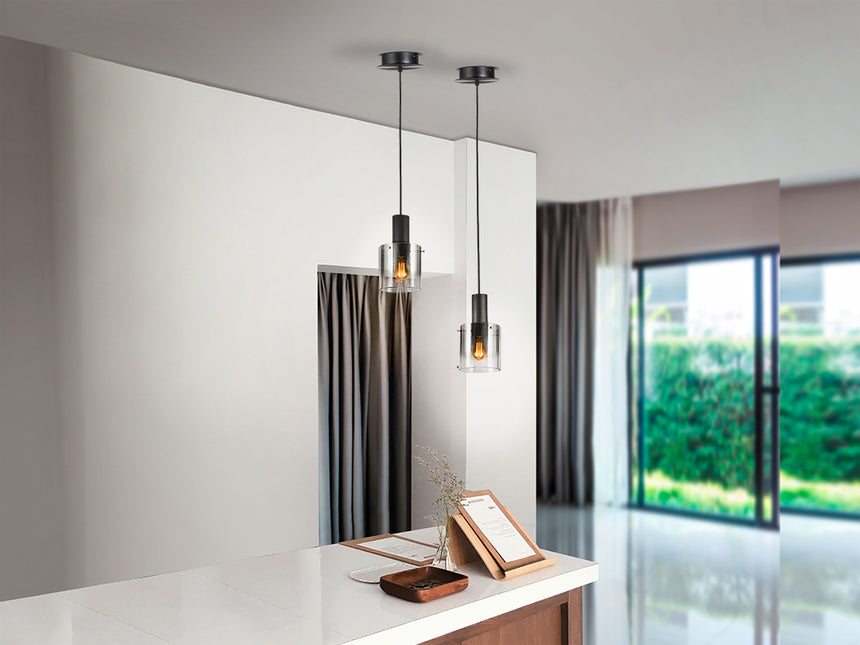 Schuller I3 Venize Pendant Ceiling Lamp 1 Light Black Smoke 12809