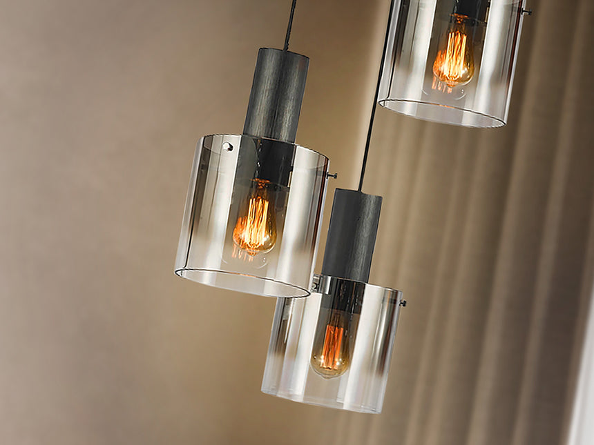 Schuller I3 Venize 3-Light Pendant Ceiling Lamp, Black Smoke 12810