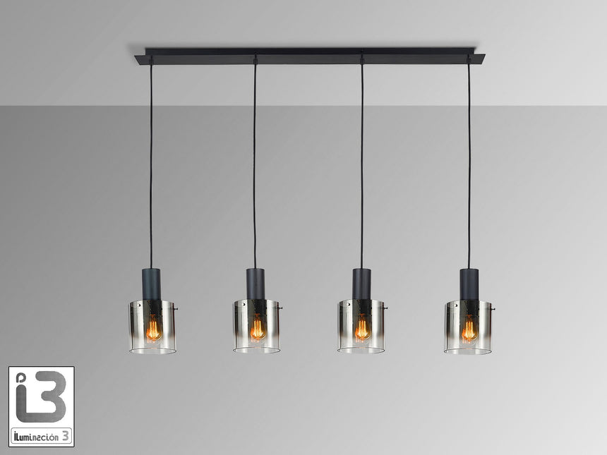 Lámpara de techo colgante Schuller Venize 4 luces negro y smoke 12828 vista 3