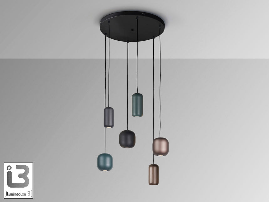 Lámpara de techo colgante Schuller Nimes 6 luces negro y marrón Ø48cm 12872 vista 3