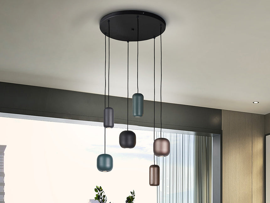 Schuller I3 Nimes 6-Light Pendant Ceiling Lamp Black Colors 12872