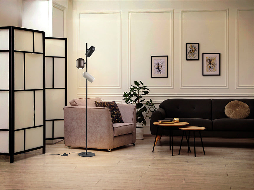 Lámpara de pie de salón Schuller Nimes 3 luces negro y marrón 145cm 12962 - imagen 4
