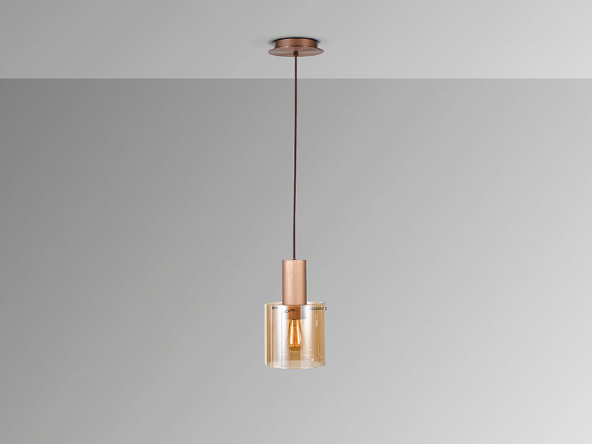 Lámpara de techo colgante Schuller Venize 1 luz cobre satinado y ambar 12973 - imagen 4
