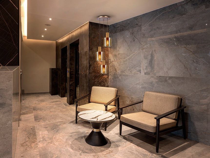 Schuller I3 Venize Lámpara 3 luces cobre Ambar 12980