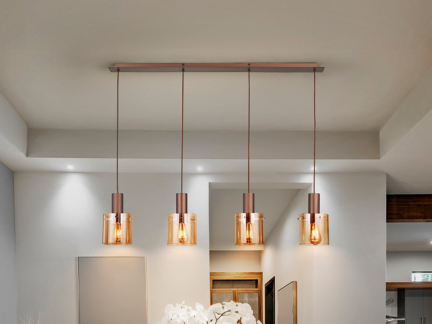 Schuller I3 Venize Lámpara 4 luces cobre Ambar 12999