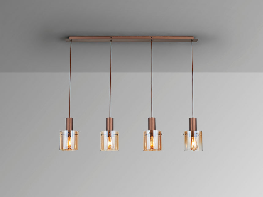 Lámpara de techo colgante Schuller Venize 4 luces cobre satinado y ambar 12999 - imagen 4