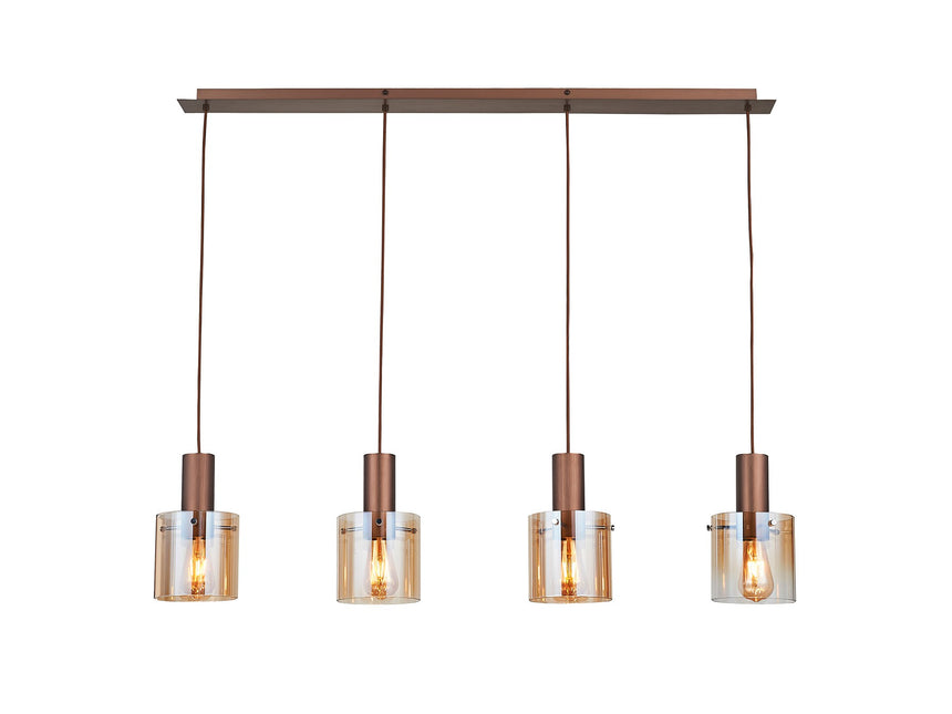 Lámpara de techo colgante Schuller Venize 4 luces cobre satinado y ambar 12999 ambiente