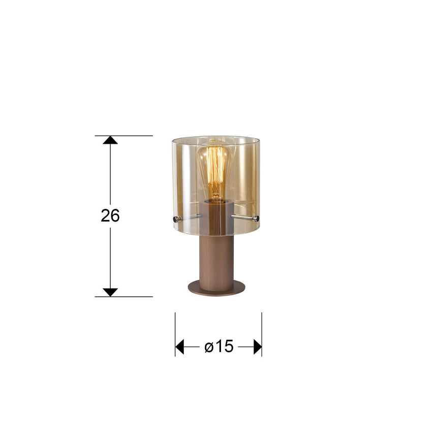 Lámpara de sobremesa Schuller Venize 1 luz cobre satinado y ambar 26cm 13002 dimensiones
