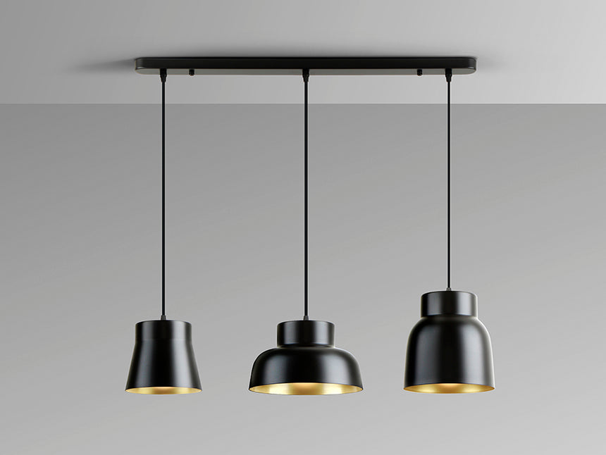 Lámpara de techo colgante Schuller Vulcano 3 luces negro y dorado 13572 - imagen 4