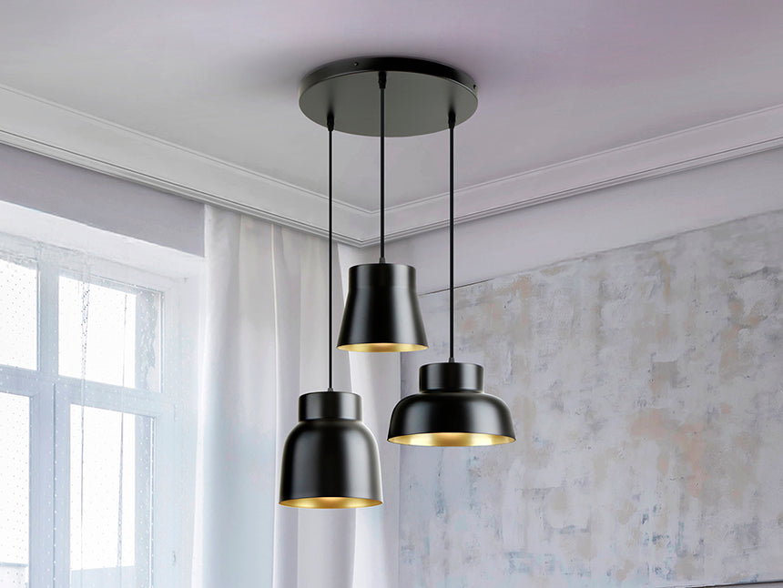 Schuller I3 Vulcano Lámpara de techo colgante 3 luces D50 negro/oro 13581