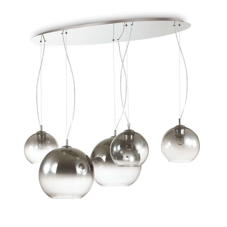 Lámpara colgante Ideal Lux Nemo cromo ahumado cristal 5 luces 210W Ø107cm 138305