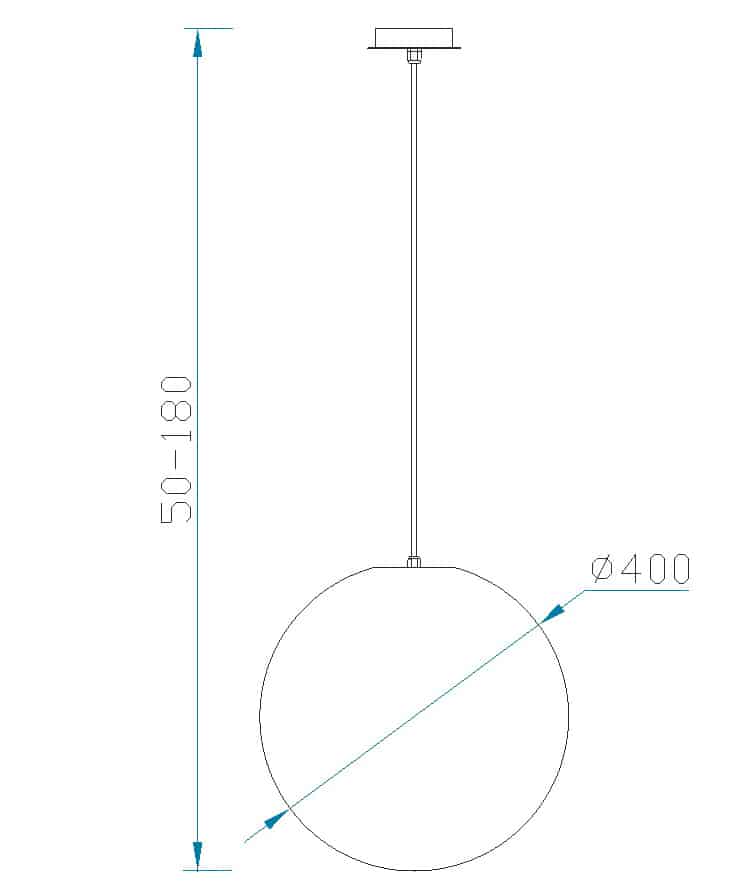 Plano de medidas - Mantra Avoriaz Lámpara de techo colgante blanco Ø40cm 1398