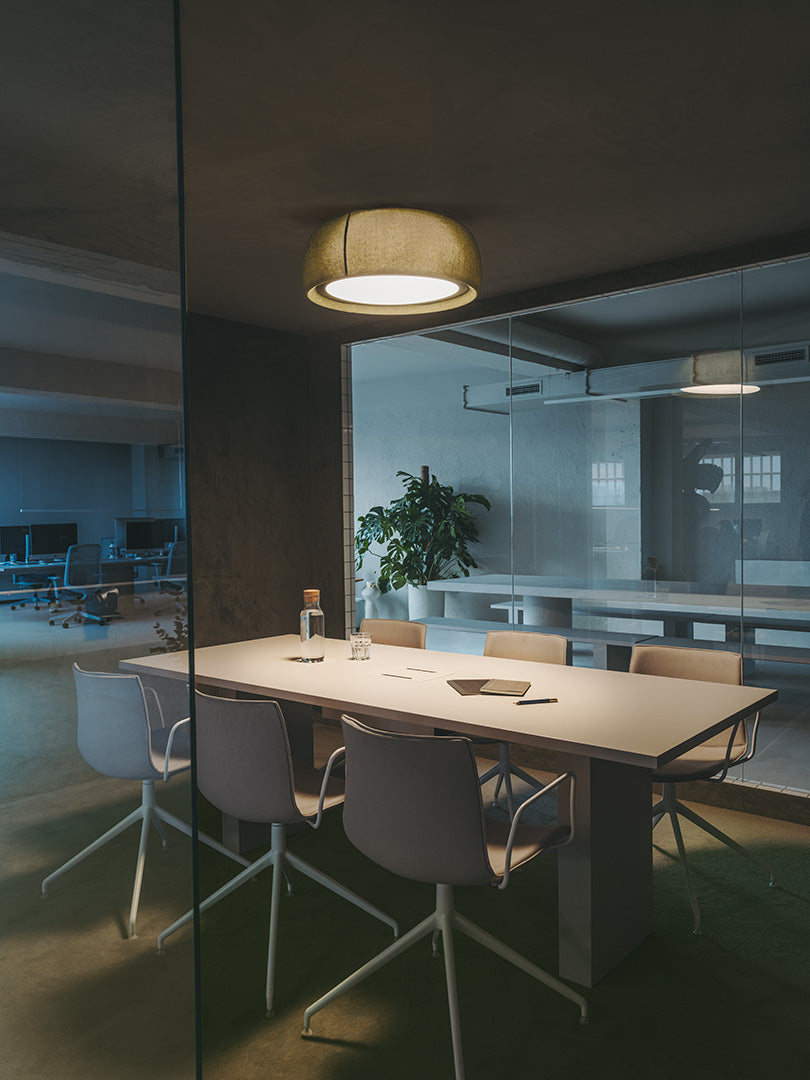 LedsC4 Gong LED DALI-2 green ceiling light, RAL 6003 l, green 15-8976-U1-J4