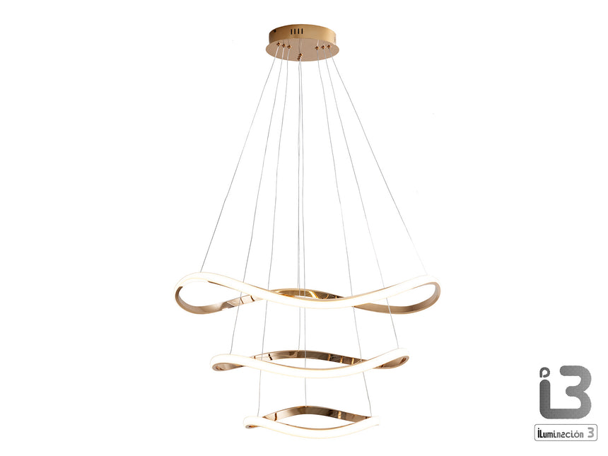 Lámpara de techo colgante de 3 aros Schuller Naos oro r - ambiente