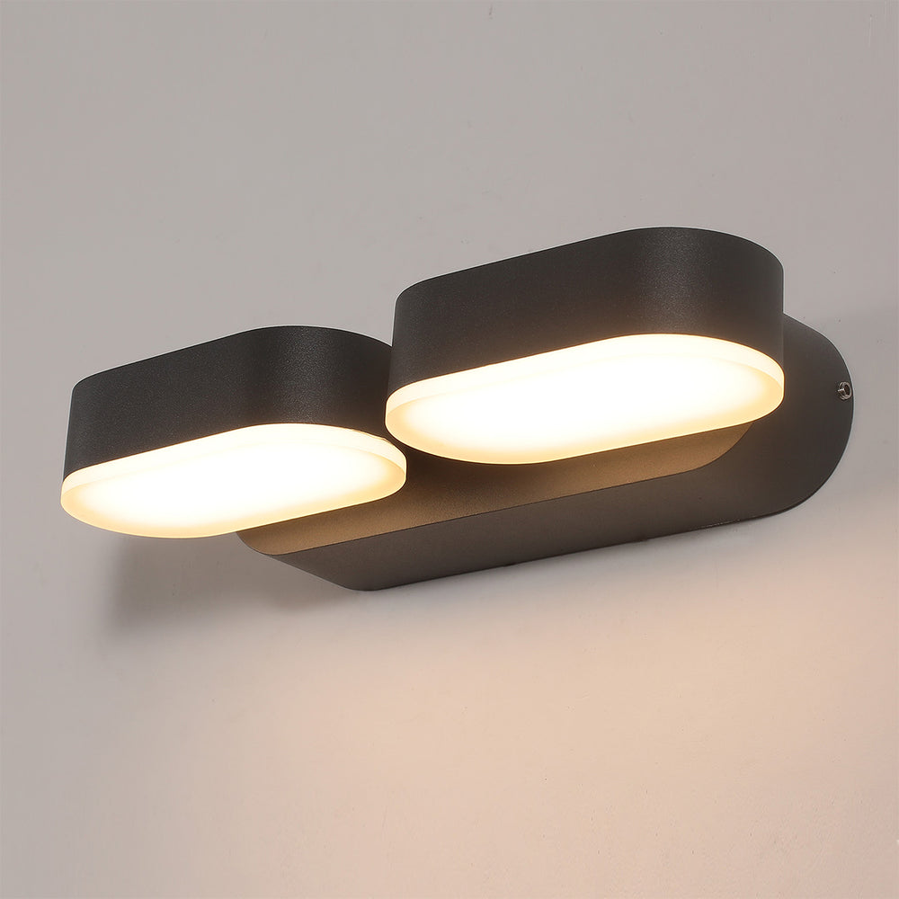 ACB Kansas Wall Lamp 16/2025-23 Textured Black, LED 2x5.5W 3000K 800lm, CRI90 IP54, integrated LED A202520N