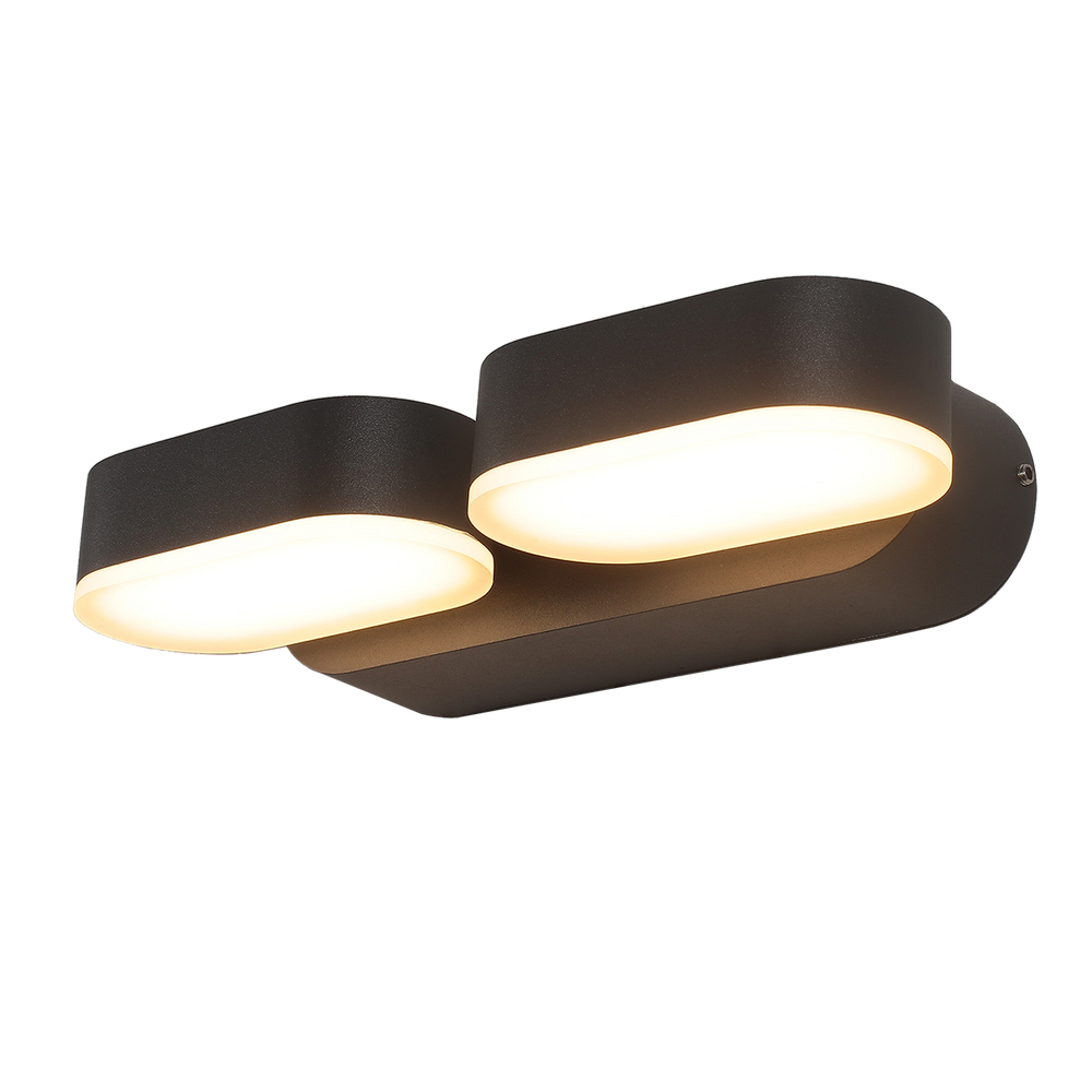 ACB Kansas Wall Lamp 16/2025-23 Textured Black, LED 2x5.5W 3000K 800lm, CRI90 IP54, integrated LED A202520N