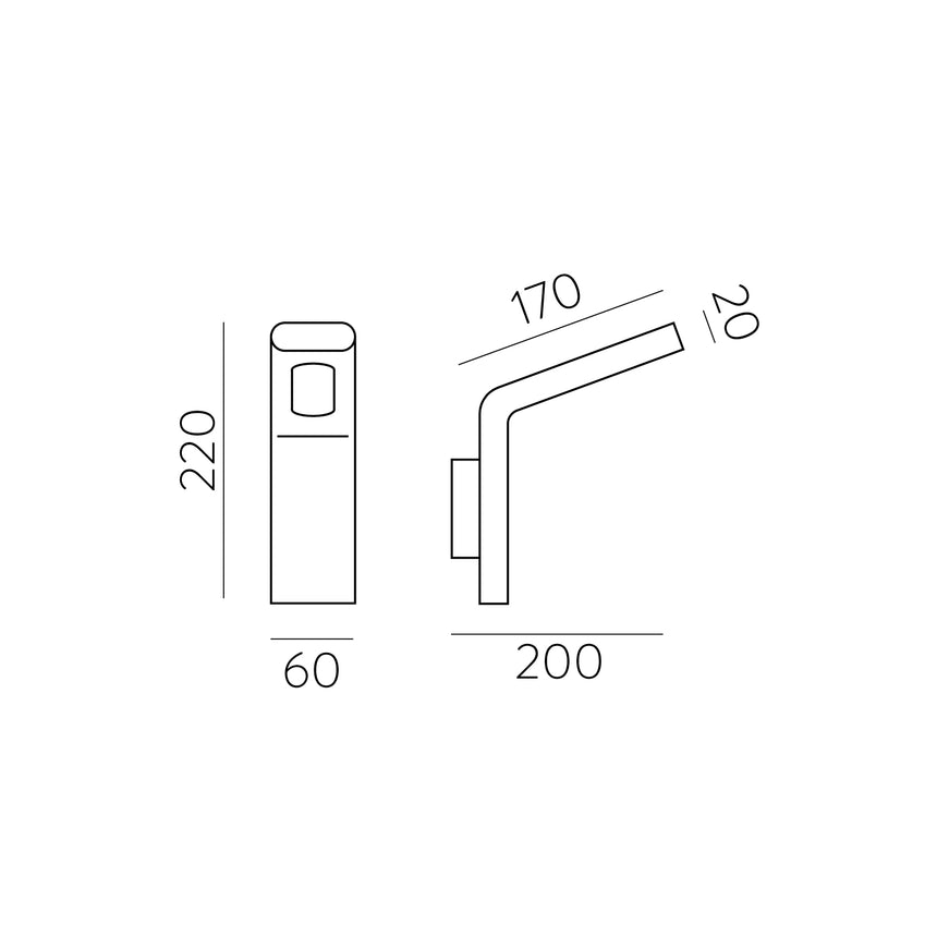 ACB Zen Wall Lamp 16/2038-25 Anthracite Textured, LED 10W 3000K 720lm, CRI90 IP65, integrated LED A2038101GR