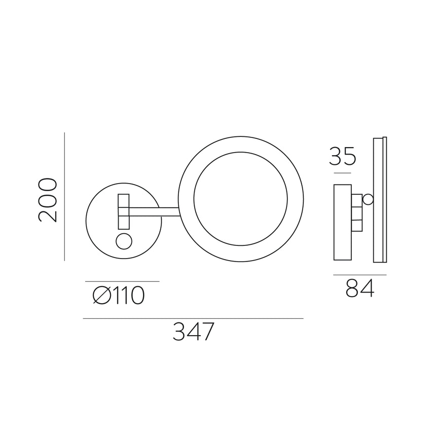 ACB Boan Espejo baño cromo LED 3W 4000K aumento 5x interruptor orientable A325211ES