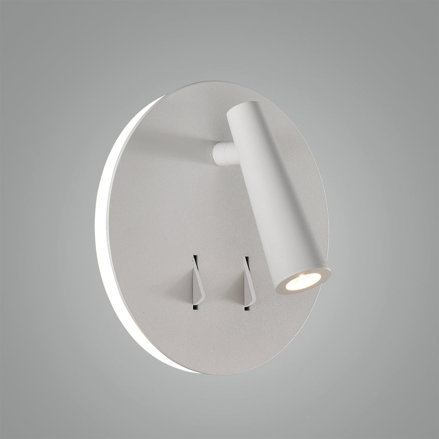 ACB Panau Wall Lamp 16/3660 Textured White, LED 6W 3000K 540lm + 3W 3000K 285lm, CRI90, Integrated LED, Two switches, Adjustable A3660001B