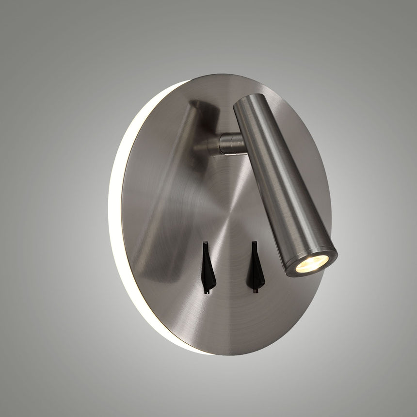 ACB Panau Aplique LED 6W 3000K + 3W 3000K dos interruptores orientable niquel satinado A3660001NS