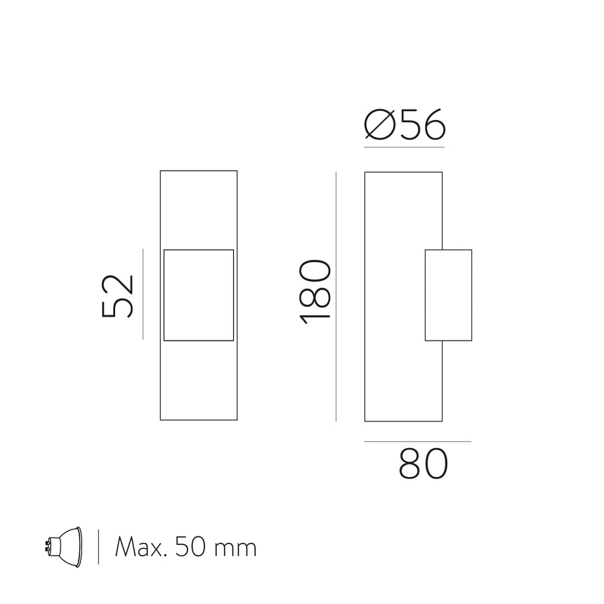 ACB Zoom Aplique Negro Texturado GU10 2x8W A37640N