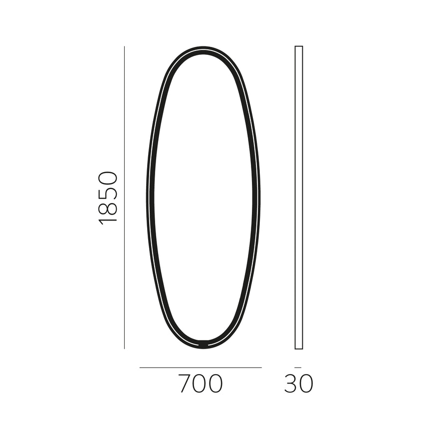 ACB Onix Espejo de baño luz LED 3000K negro 185cm A383110N