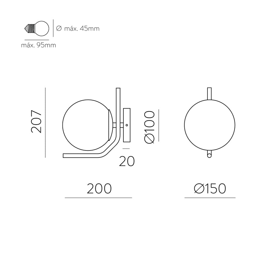 ACB Maui Aplique baño opal/oro viejo mate LED E27 15W (E27 max. Ø45 mm) A81632O