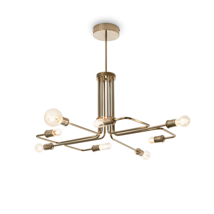 Lámpara colgante Ideal Lux Triumph latón 8 luces 336W Ø92cm 160269