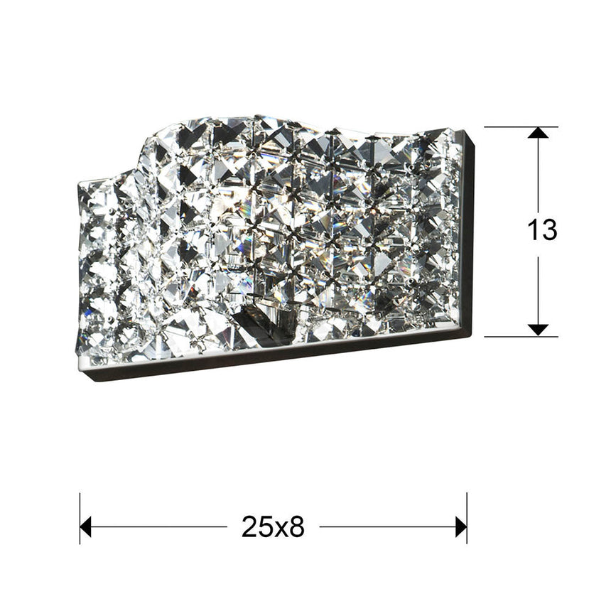 Medidas y dimensiones - Lámpara aplique de pared Schuller Onda 1 luz cromo 160320