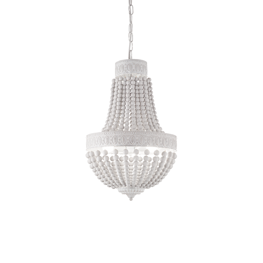 Lámpara colgante Ideal Lux Monet blanco madera 5 luces 200W Ø40cm 162737