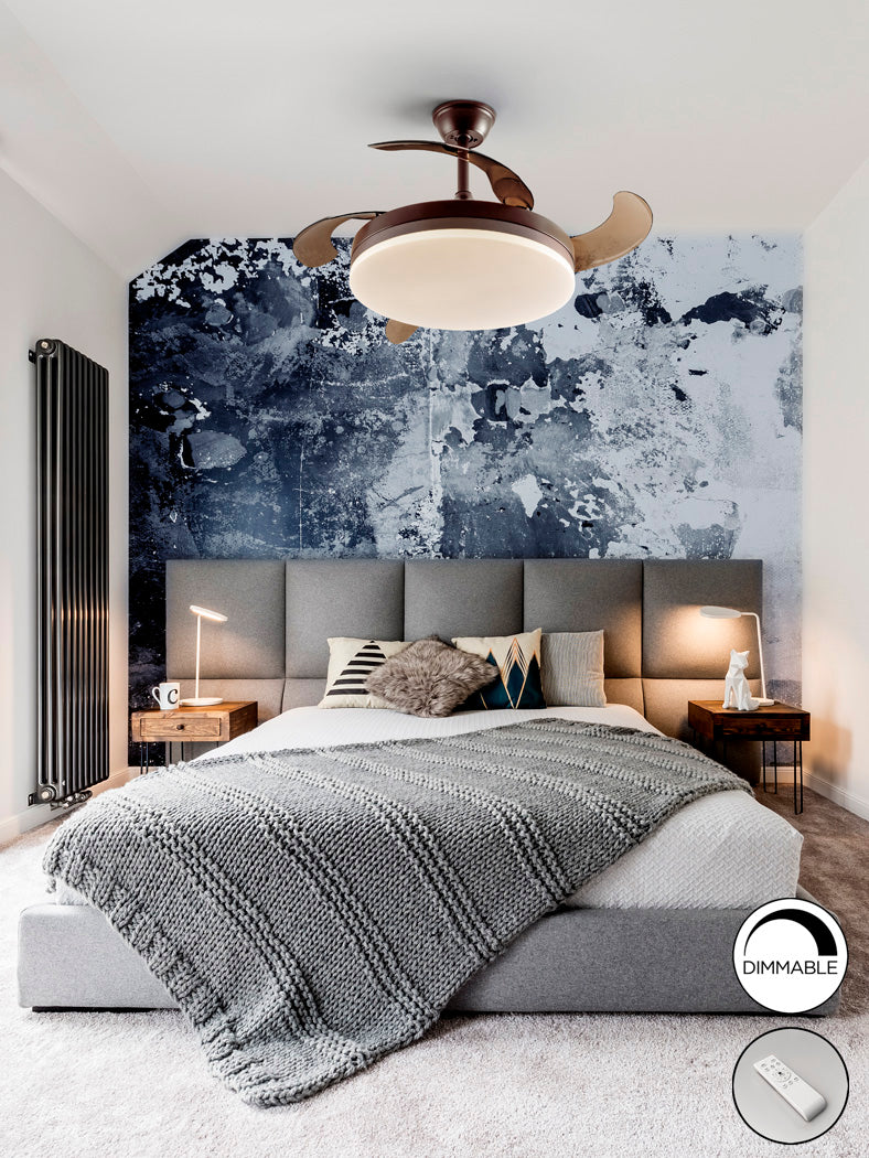 Ventilador de techo plafón retráctil Schuller Vento LED marrón y negro CCT regulable 168342D - vista alternativa