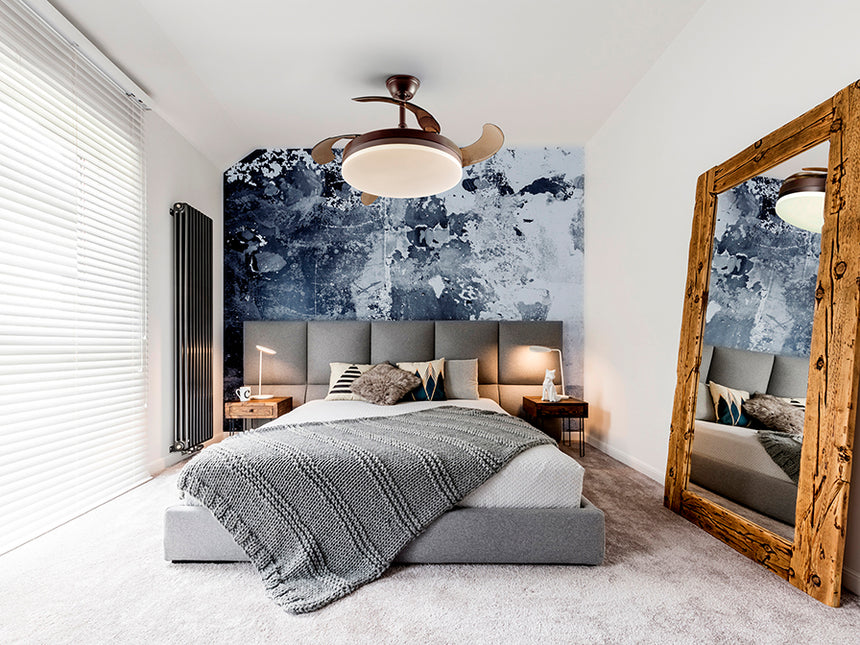 Ventilador de techo plafón retráctil Schuller Vento LED marrón y negro CCT regulable 168342D - imagen 3