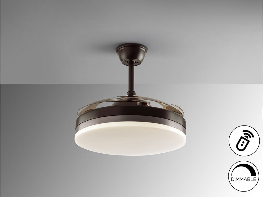 Ventilador de techo plafón retráctil Schuller Vento LED marrón y negro CCT regulable 168342D vista 4