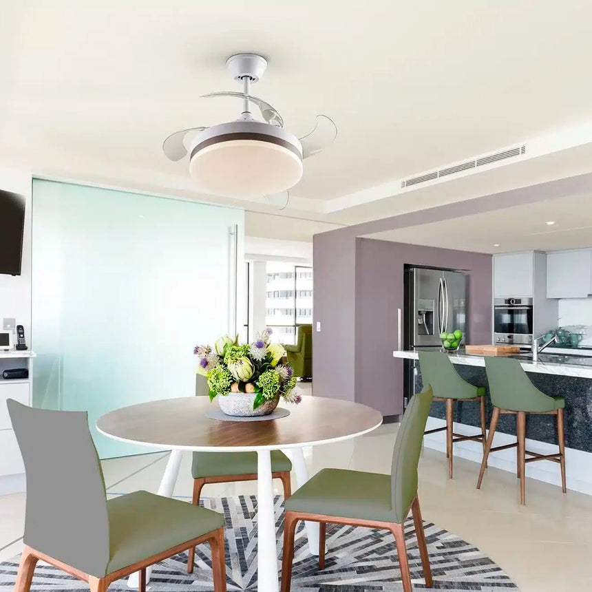 Schuller Vento Mini Ventilador blanco y bronce 40cm Dimable 169204