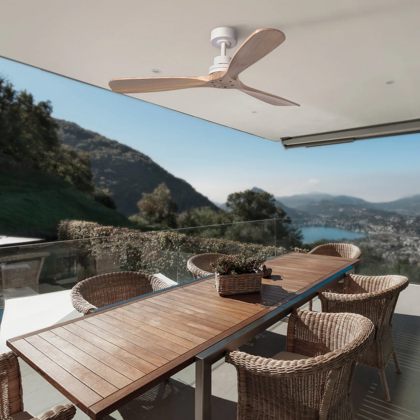Sulion NATI outdoor ceiling fan white with natural wood 1694543