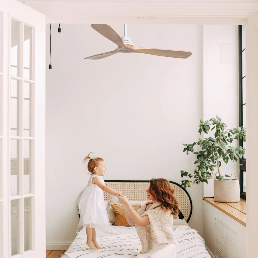 Sulion NATI outdoor ceiling fan white with natural wood 1694543