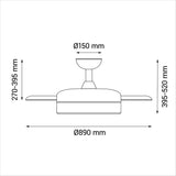 Sulion Ventilador de techo BOMBAY L blanco  aspas retráctiles con luz 1694574