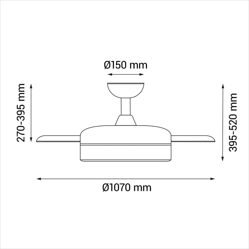 Sulion Ventilador de techo BOMBAY L blanco aspas retráctiles con luz 1694604