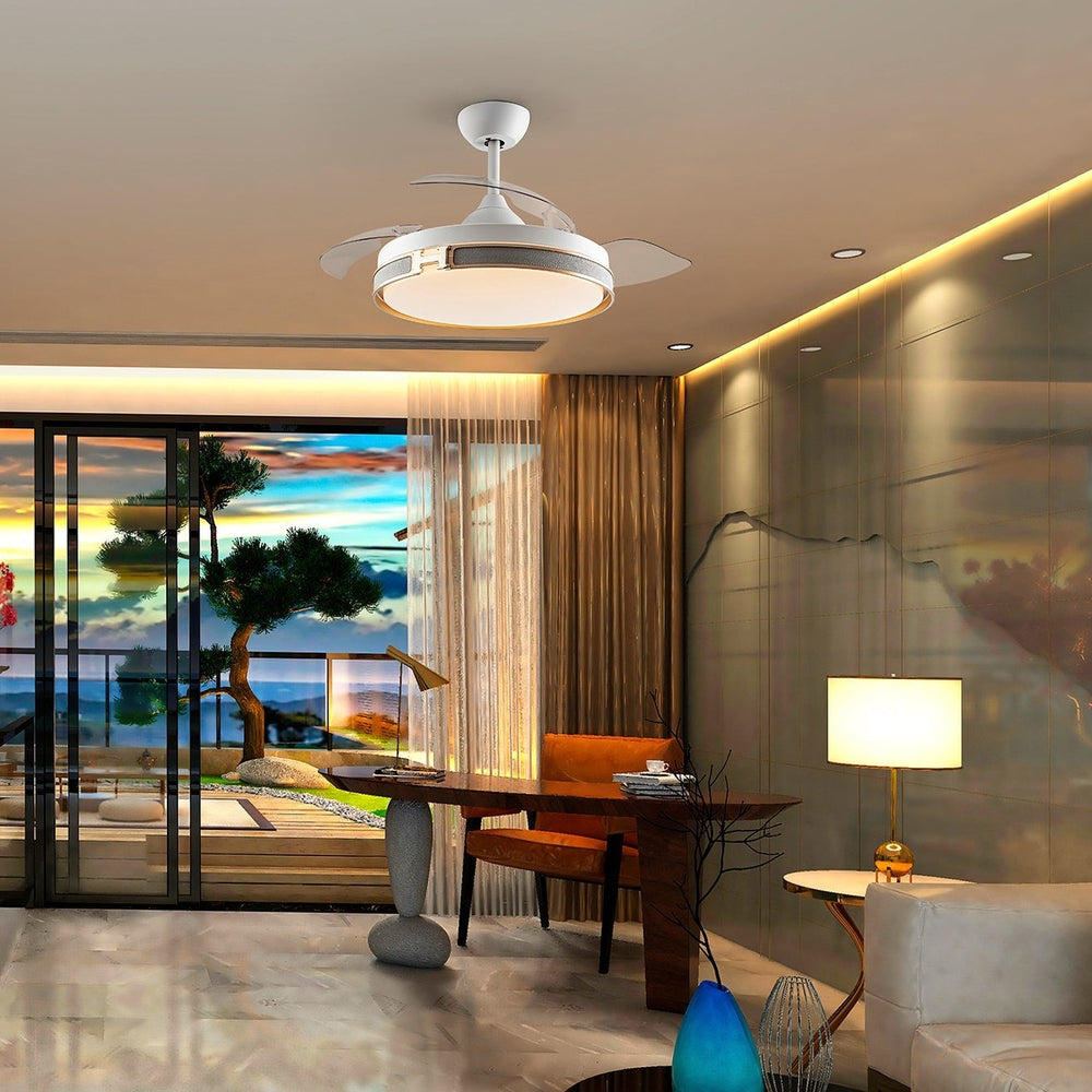 Schuller Heron Dimmable White Gold Fan 175180D