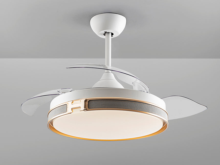 Ventilador de techo plafón retráctil Schuller Herón LED blanco y oro CCT regulable 175180D - imagen 8