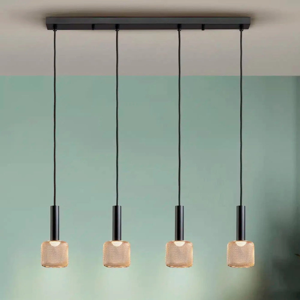 Schuller Sincro 4-Light Pendant Ceiling Lamp, Black and Gold 175395