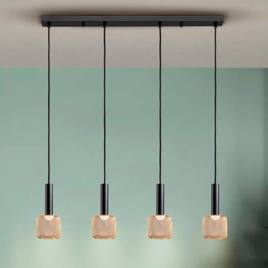 Schuller Sincro 4-Light Pendant Ceiling Lamp, Black and Gold 175395