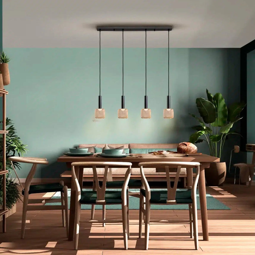 Schuller Sincro 4-Light Pendant Ceiling Lamp, Black and Gold 175395